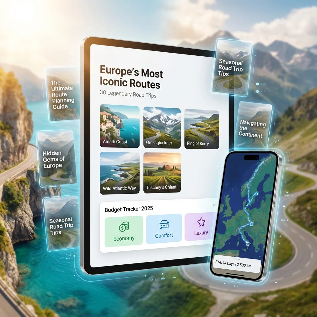 30+ Iconic European Road Trips Bundle - with GPS Maps & Budget Trackers