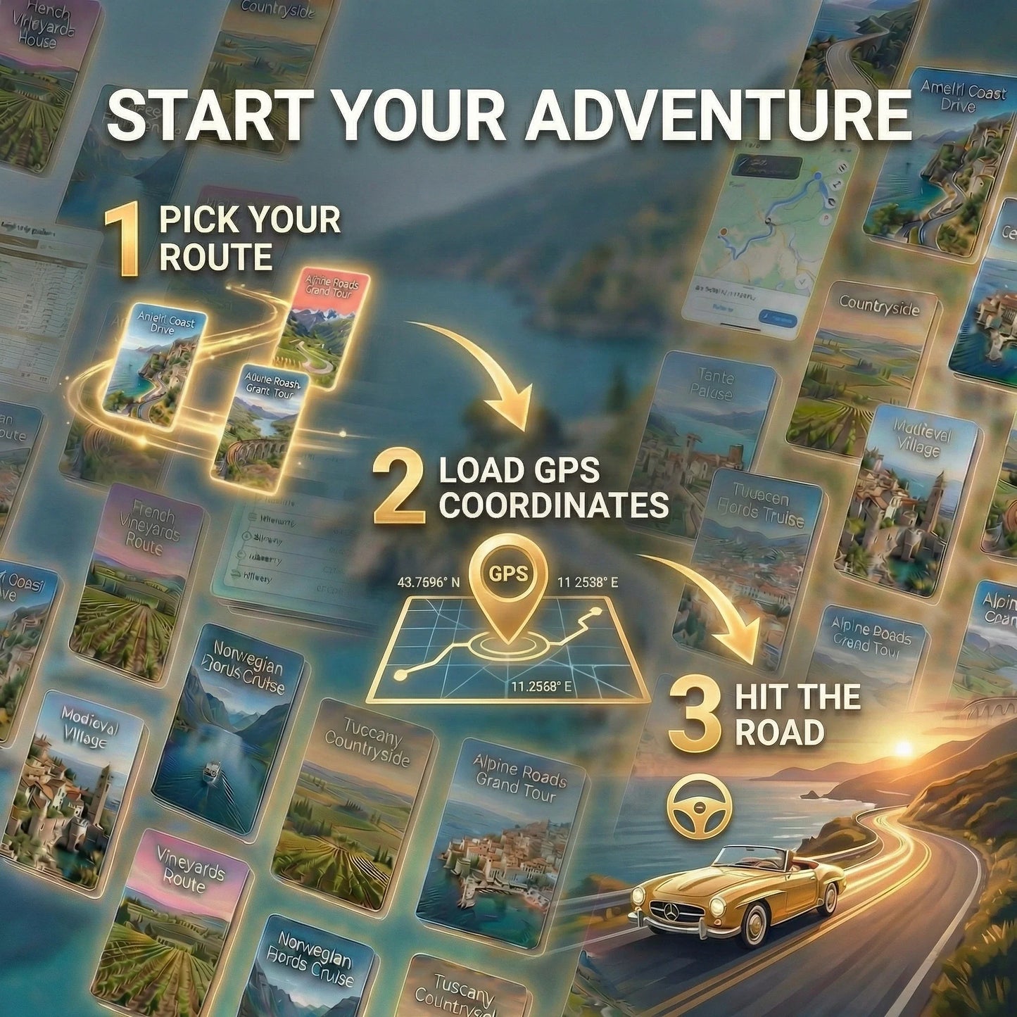 100+ European Road Trips Bundle - with GPS Maps & Budget Trackers