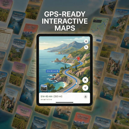 100+ European Road Trips Bundle - with GPS Maps & Budget Trackers