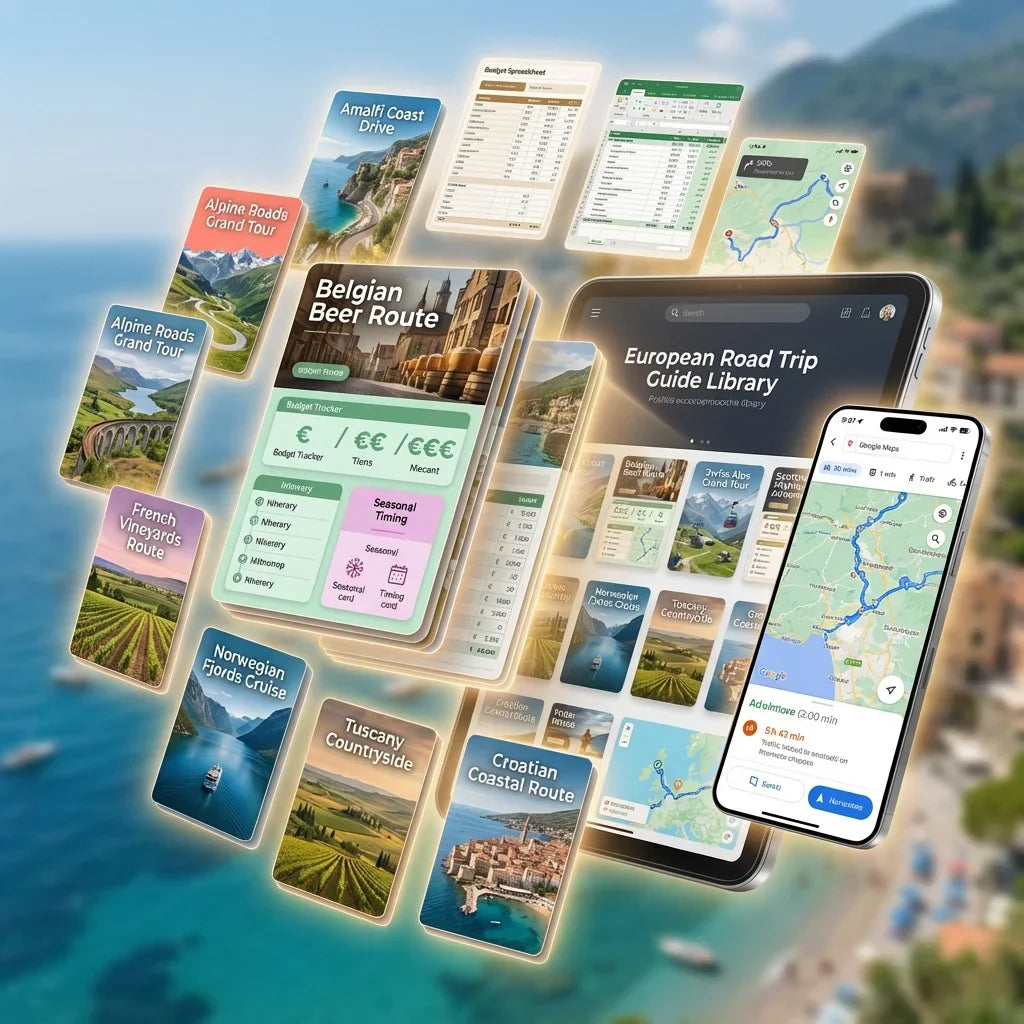 100+ European Road Trips Bundle - with GPS Maps & Budget Trackers